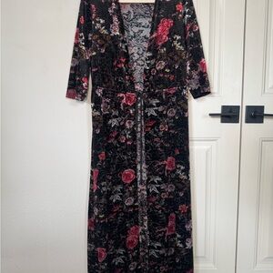 Xhilaration Floral Velvet Cardigan - Pink and Black - Discontinued